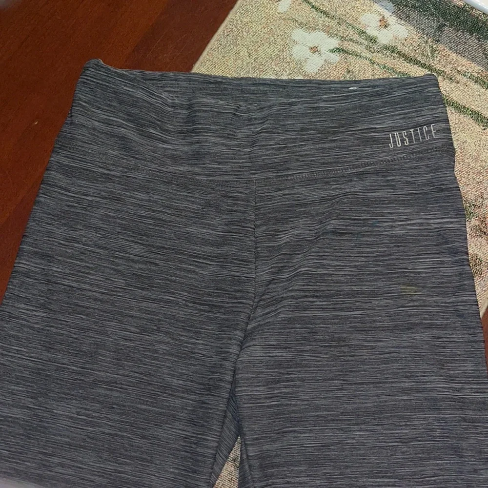 Justice Girls Thick Athletic Leggings Gray Marl Size 16 EUC